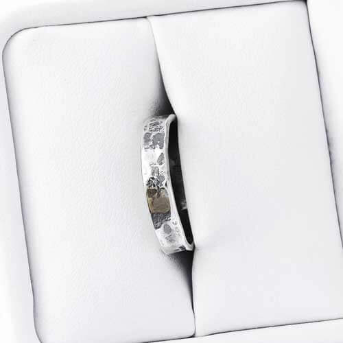 Ash infused memorial sterling silver band