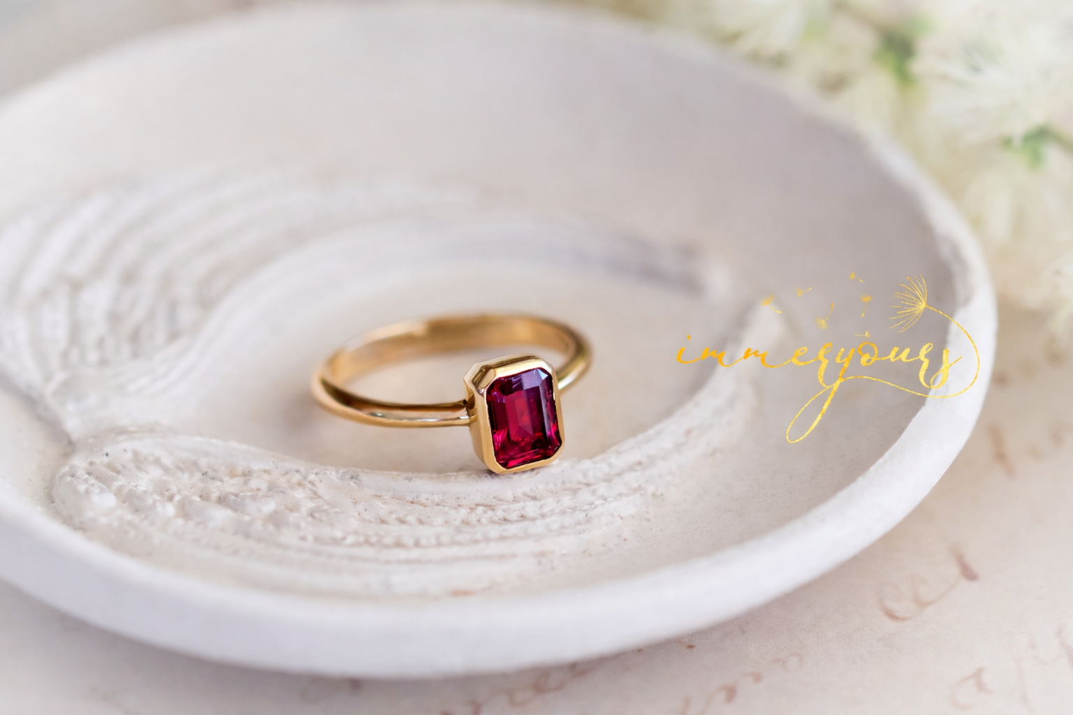 Elara - Gemstone Memorial Keepsake Ring - Emerald Cut
