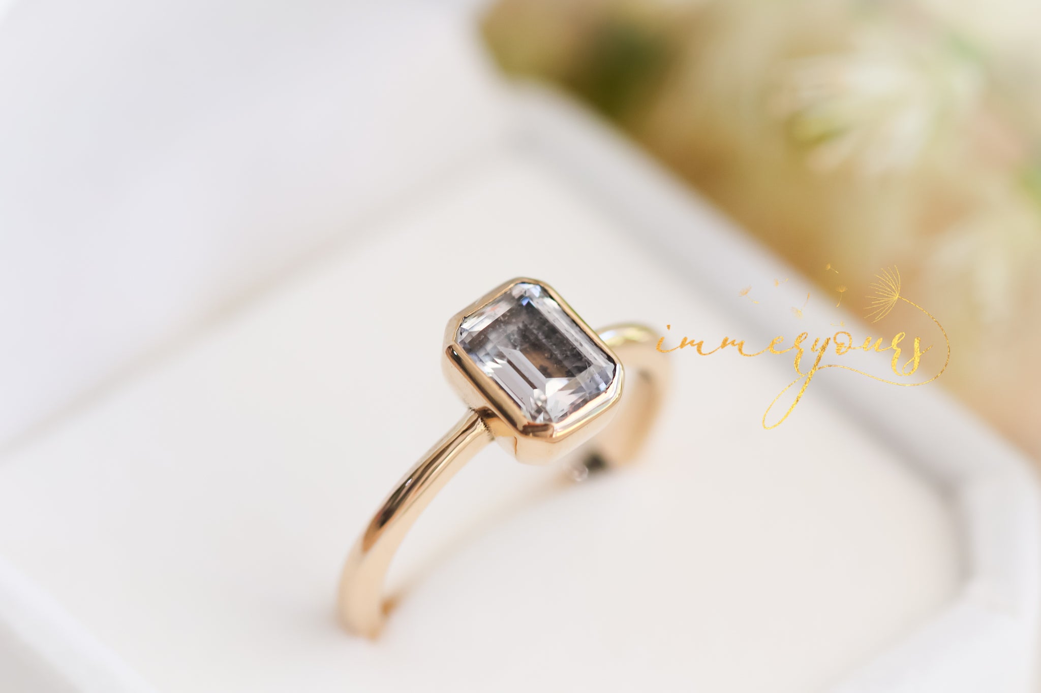 Elara - Gemstone Memorial Keepsake Ring - Emerald Cut