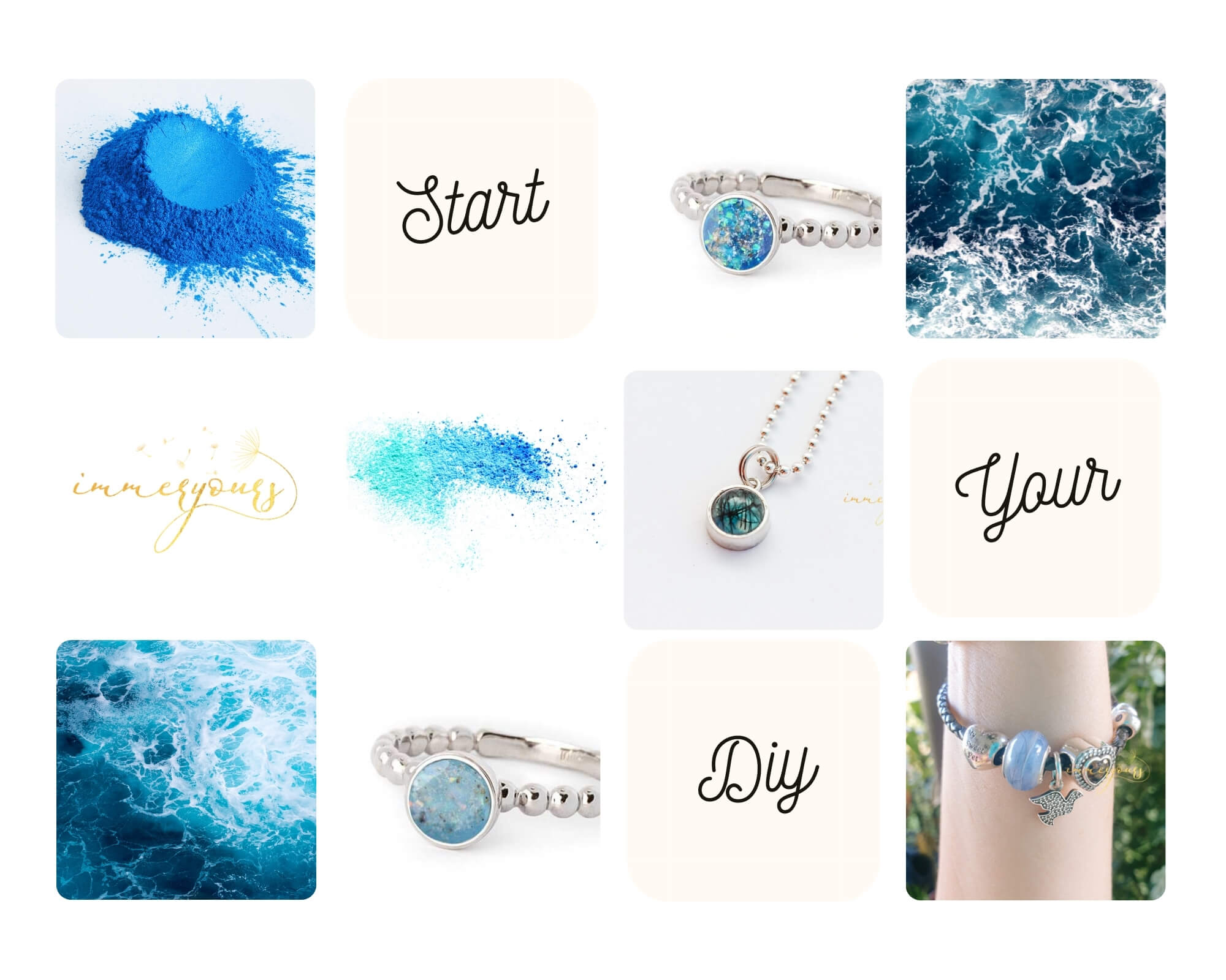 Shades of Blue Ring Pendant Set