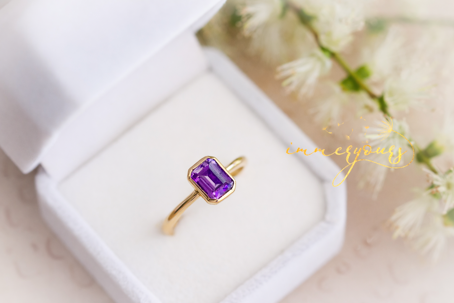 Elara - Gemstone Memorial Keepsake Ring - Emerald Cut