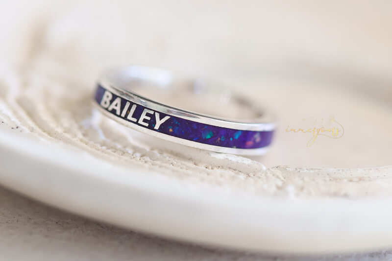 Memorial Keepsake Ring with Ashes in Purple