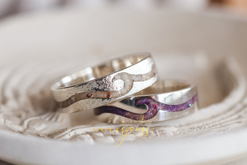 Solid sterling silver memorial ash rings