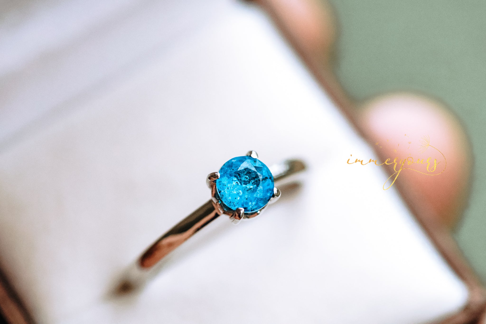 Solitaire Ring - Keepsake Ring with Ash-Infused Glass Gem