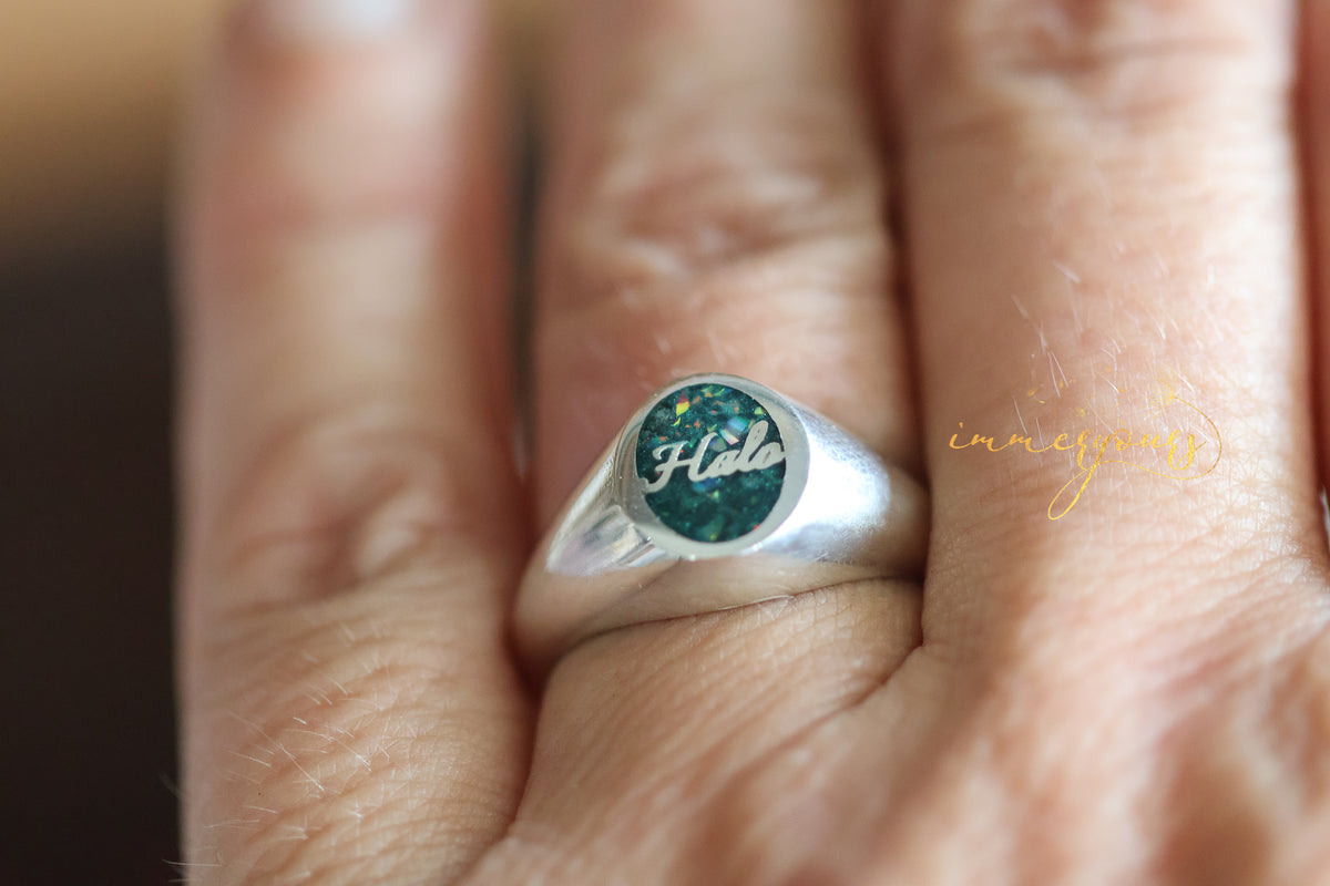 Personalised Ashes Signet Ring - Oval